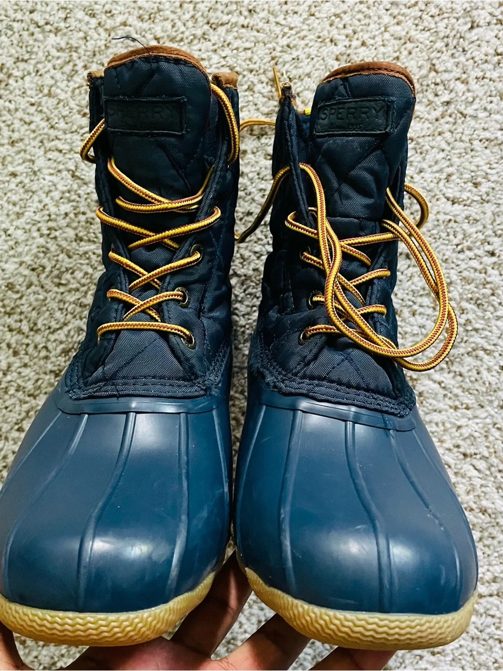 Sperry Top-Sider Men's Saltwater Quilted Nylon Duck Boots Navy Size 10